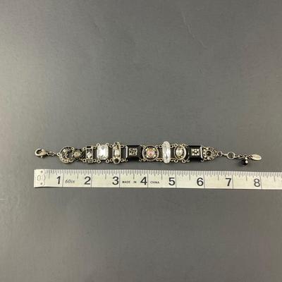 -168- FIREFLY | Black & Silver Colored Bracelet | Marked