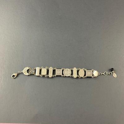 -168- FIREFLY | Black & Silver Colored Bracelet | Marked