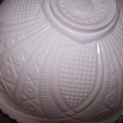 LOT 55 FAB MID CENTURY MCKEE MILK GLASS PUNCH SET