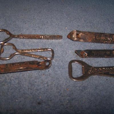 LOT 58 VINTAGE ADVERTISING METAL OPENERS--BEER/COKE/PAINT
