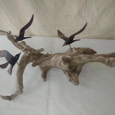 Birds in Flight on Driftwood Home Decor