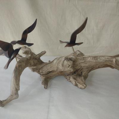 Birds in Flight on Driftwood Home Decor