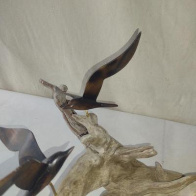 Birds in Flight on Driftwood Home Decor