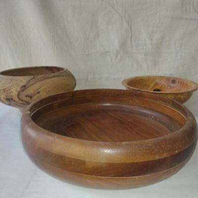 Set of Three Turned Wooden Bowls