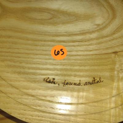 Large, Turned Wooden Footed Bowl by Bobby Phillips- Ash with Found Metal Band at Base (#65)
