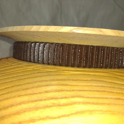 Large, Turned Wooden Footed Bowl by Bobby Phillips- Ash with Found Metal Band at Base (#65)