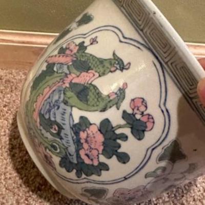 Vintage Chinese Porcelain Planter Flower Pot With Drain Hole Flowers-local pickup and shipping available