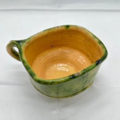 19th C. French Green Lead Glazed Terracotta Bowl- local pickup and shipping available