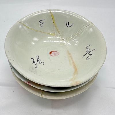 Three Chinese Chicken Bowls, Repaired-local pickup and shipping available