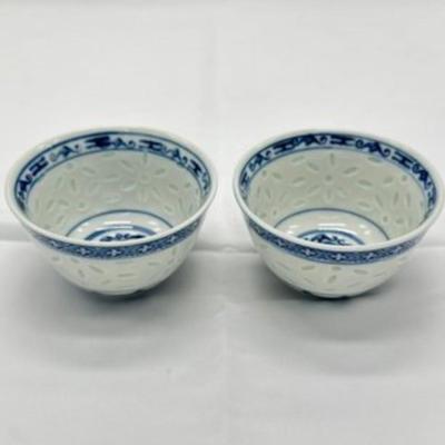 Pair Of Chinese Blue And White Tea Cup-local pickup and shipping available