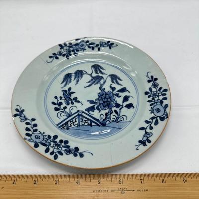 Chinese Vintage Blue and White Porcelain Export Plate-restored local pickup and shipping available