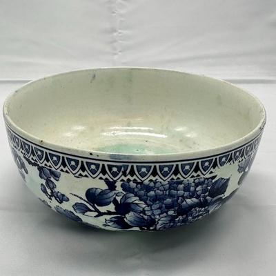 Big vintage porcelain blue and white bowl-local pickup and shipping available