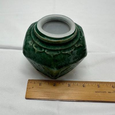 Antique Chinese Ming Style Green Glazed Pottery Ginger Jar