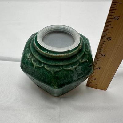 Antique Chinese Ming Style Green Glazed Pottery Ginger Jar