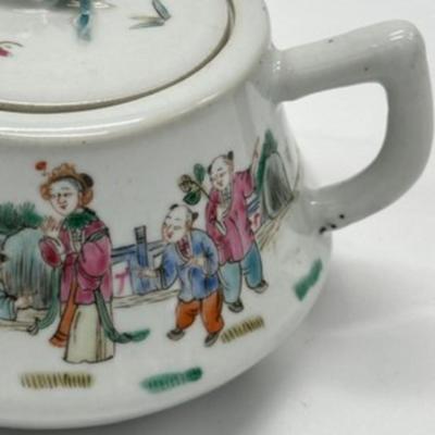 Chinese Vintage Porcelain Famille Verte Figure Teapot-local pickup and shipping available