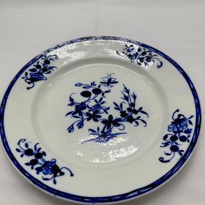 RARE 18TH C DERBY ENGLISH PORCELAIN BLUE & WHITE FLORAL SOUP BOWL