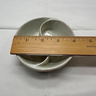 Chinese Yin-Yang Shaped Red Iron Dragons Bowl/Dish