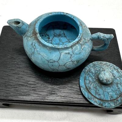 LOT OF SMALL TEAPOT CARVED OUT OF TURQUOISE