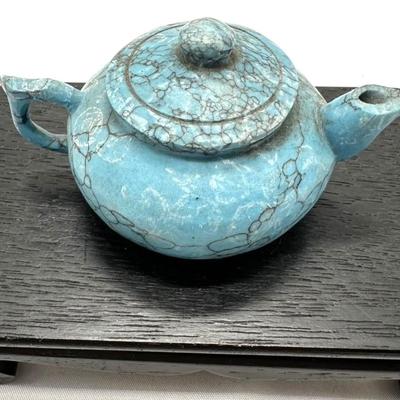 LOT OF SMALL TEAPOT CARVED OUT OF TURQUOISE