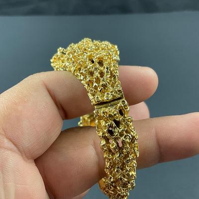 -179- PANETTA | Gold Tone Hinged Bracelet | Marked