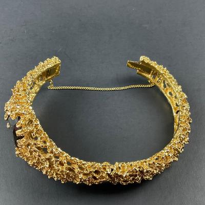 -179- PANETTA | Gold Tone Hinged Bracelet | Marked