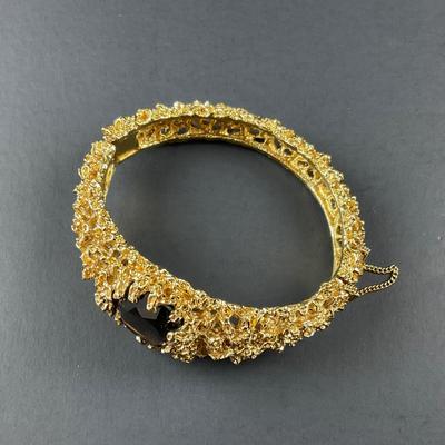 -179- PANETTA | Gold Tone Hinged Bracelet | Marked