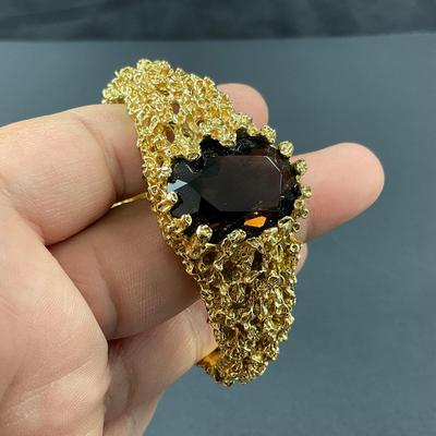 -179- PANETTA | Gold Tone Hinged Bracelet | Marked