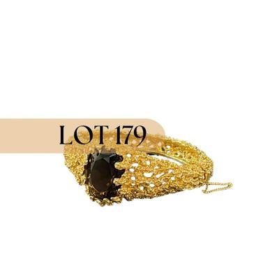 -179- PANETTA | Gold Tone Hinged Bracelet | Marked
