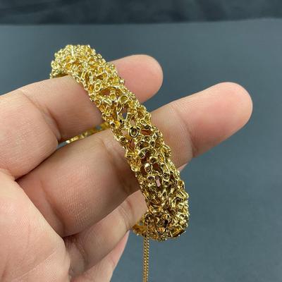 -179- PANETTA | Gold Tone Hinged Bracelet | Marked