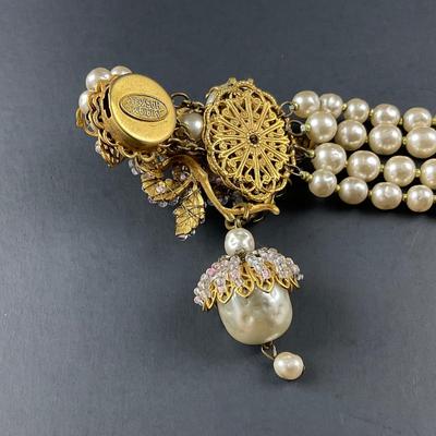 -180- MIRIAM HASKELL | Statement Pearl Bracelet | Marked