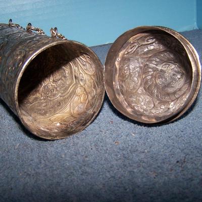 LOT 74 GORGEOUS VINTAGE TIN SCROLL HOLDER