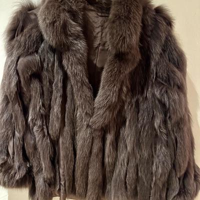 Dyed blue fox coat. Silk lined. Size 8. Runs large.