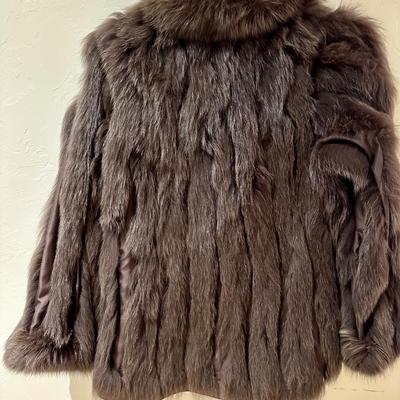 Dyed blue fox coat. Silk lined. Size 8. Runs large.