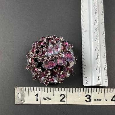 -182- BROOCH | Multicolored Purple Rhinestone Pin