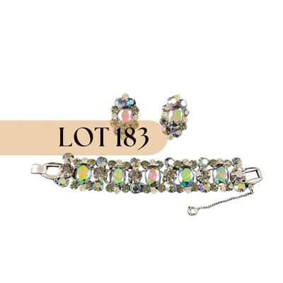 -183- JULIANA D&E | Heliotrope Grey, Lilac, & Rhinestone Earrings & Bracelet