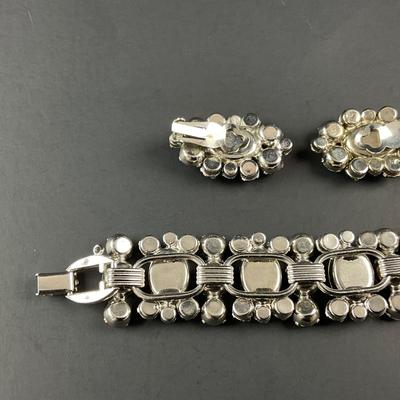 -183- JULIANA D&E | Heliotrope Grey, Lilac, & Rhinestone Earrings & Bracelet
