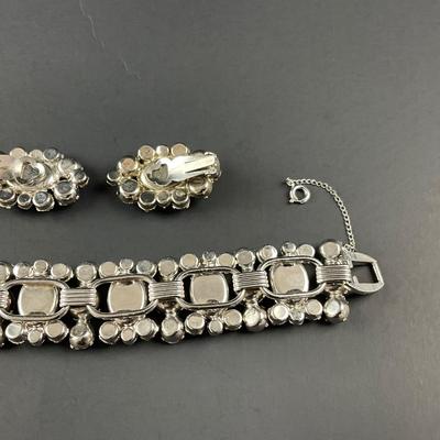 -183- JULIANA D&E | Heliotrope Grey, Lilac, & Rhinestone Earrings & Bracelet