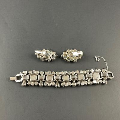 -183- JULIANA D&E | Heliotrope Grey, Lilac, & Rhinestone Earrings & Bracelet