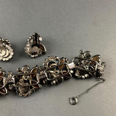 -184- JULIANA | Aurora Borealis Topaz Rhinestone Bracelet & Clip Earrings