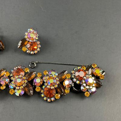-184- JULIANA | Aurora Borealis Topaz Rhinestone Bracelet & Clip Earrings