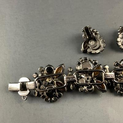 -184- JULIANA | Aurora Borealis Topaz Rhinestone Bracelet & Clip Earrings