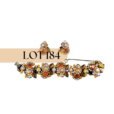 -184- JULIANA | Aurora Borealis Topaz Rhinestone Bracelet & Clip Earrings