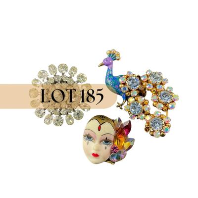 -185- BROOCH | Miscellaneous Multicolored Rhinestone Pins