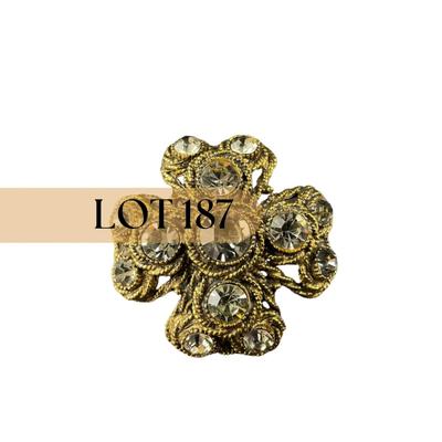 -187- HARGO NY | Maltese Cross Brooch Gold Tone & Rhinestone | Marked