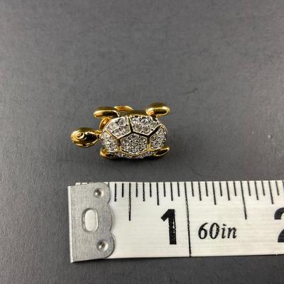 -189- SWAROVSKI | Crystal Turtle Lapel Pin | Marked
