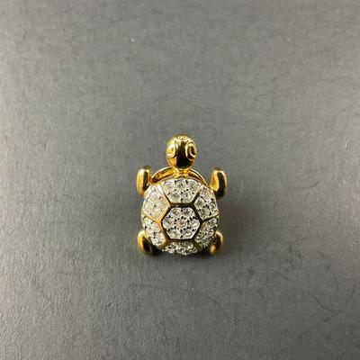 -189- SWAROVSKI | Crystal Turtle Lapel Pin | Marked