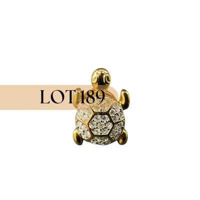 -189- SWAROVSKI | Crystal Turtle Lapel Pin | Marked