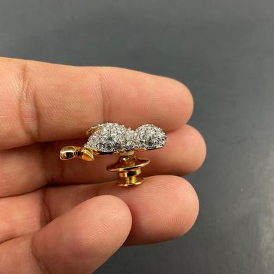 -190- SWAROVSKI | Pave Crystal Gold Tone Baby Seal Lapel Pin | Marked