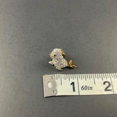 -190- SWAROVSKI | Pave Crystal Gold Tone Baby Seal Lapel Pin | Marked