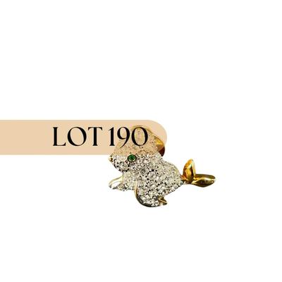 -190- SWAROVSKI | Pave Crystal Gold Tone Baby Seal Lapel Pin | Marked